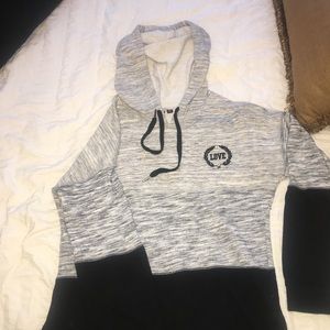 Gray and black color blocked sweater